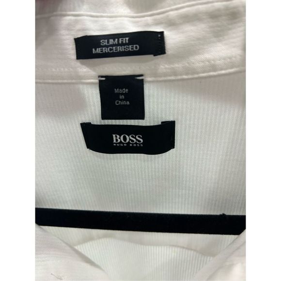 Hugo BOSS Men’s Slim fit Mercerized %Cotton Button Down Dress Shirt Top with Col - Picture 4 of 6